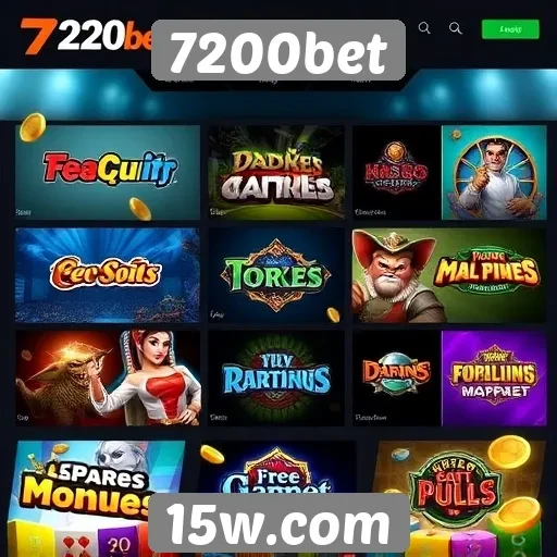 Variedade de jogos disponíveis na 7200bet